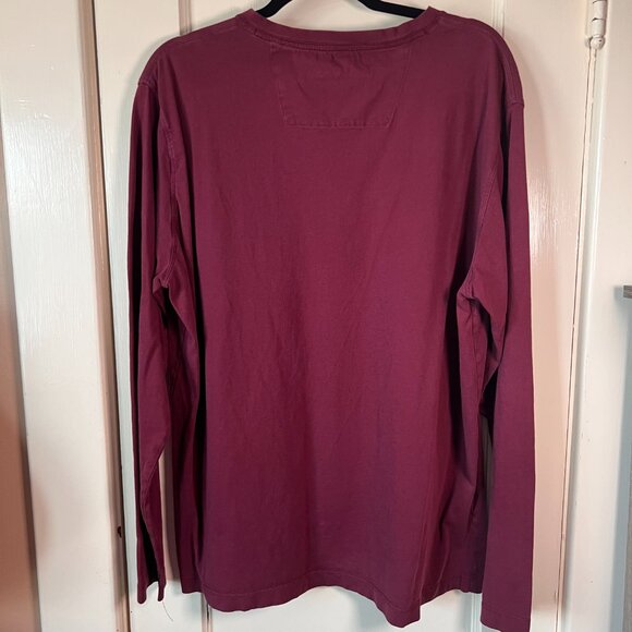 Mens Tailor Vintage Long Sleeved Henley‎ Maroon Size XL Three Button REDU… - Picture 2 of 4